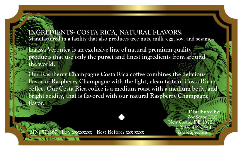Raspberry Champagne Costa Rica Coffee <BR>(Single Serve K-Cup Pods)