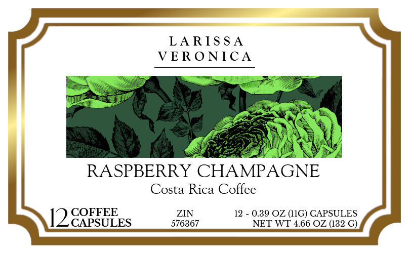 Raspberry Champagne Costa Rica Coffee <BR>(Single Serve K-Cup Pods) - Label