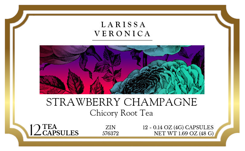 Strawberry Champagne Chicory Root Tea <BR>(Single Serve K-Cup Pods) - Label
