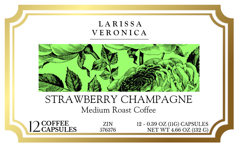 Strawberry Champagne Medium Roast Coffee <BR>(Single Serve K-Cup Pods) - Label