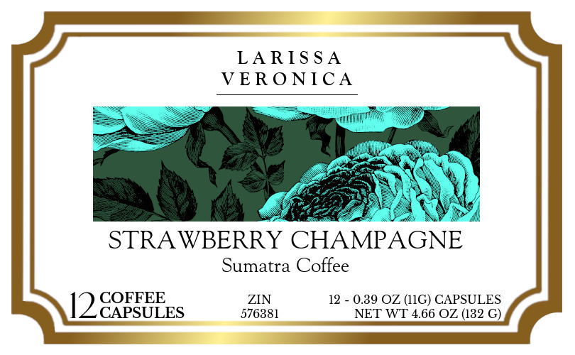 Strawberry Champagne Sumatra Coffee <BR>(Single Serve K-Cup Pods) - Label