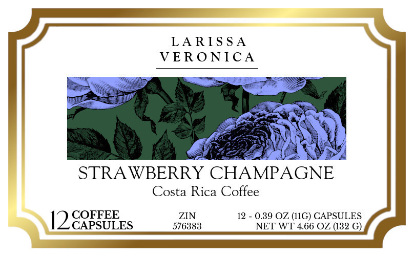 Strawberry Champagne Costa Rica Coffee <BR>(Single Serve K-Cup Pods) - Label