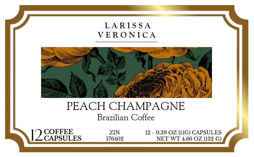 Peach Champagne Brazilian Coffee <BR>(Single Serve K-Cup Pods) - Label