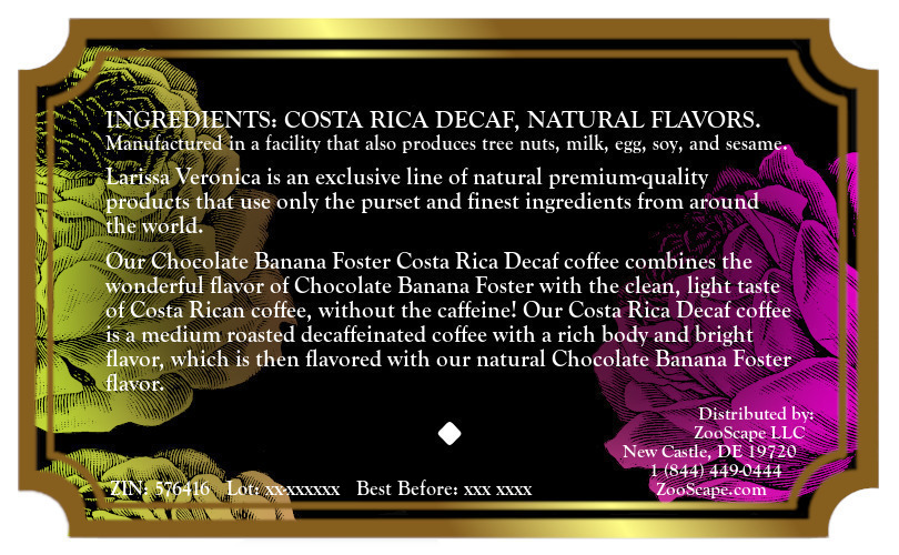 Chocolate Banana Foster Costa Rica Decaf Coffee <BR>(Single Serve K-Cup Pods)