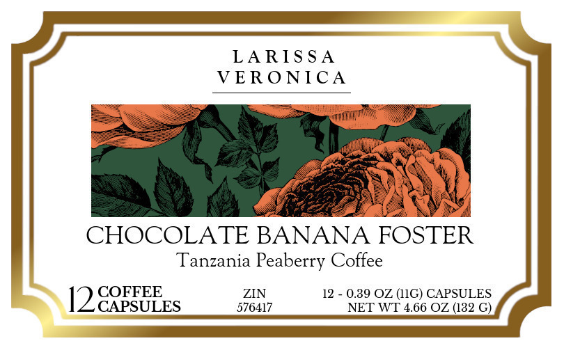 Chocolate Banana Foster Tanzania Peaberry Coffee <BR>(Single Serve K-Cup Pods) - Label