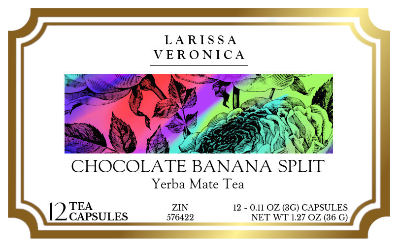 Chocolate Banana Split Yerba Mate Tea <BR>(Single Serve K-Cup Pods) - Label