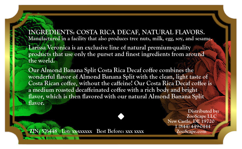 Almond Banana Split Costa Rica Decaf Coffee <BR>(Single Serve K-Cup Pods)