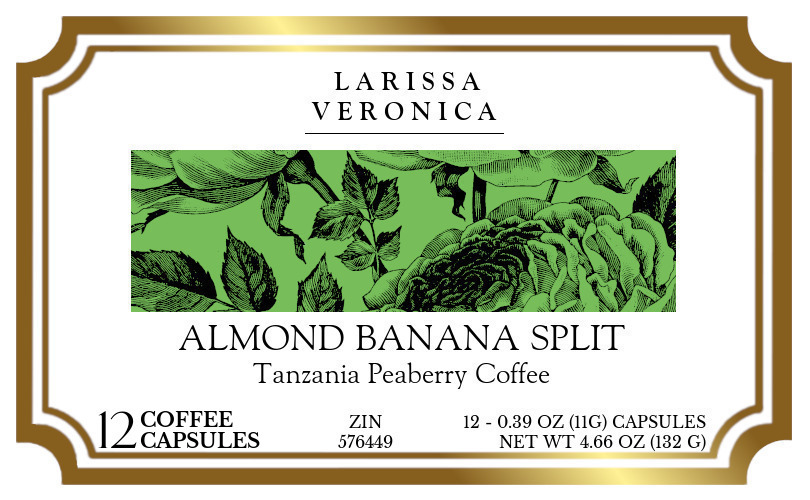 Almond Banana Split Tanzania Peaberry Coffee <BR>(Single Serve K-Cup Pods) - Label