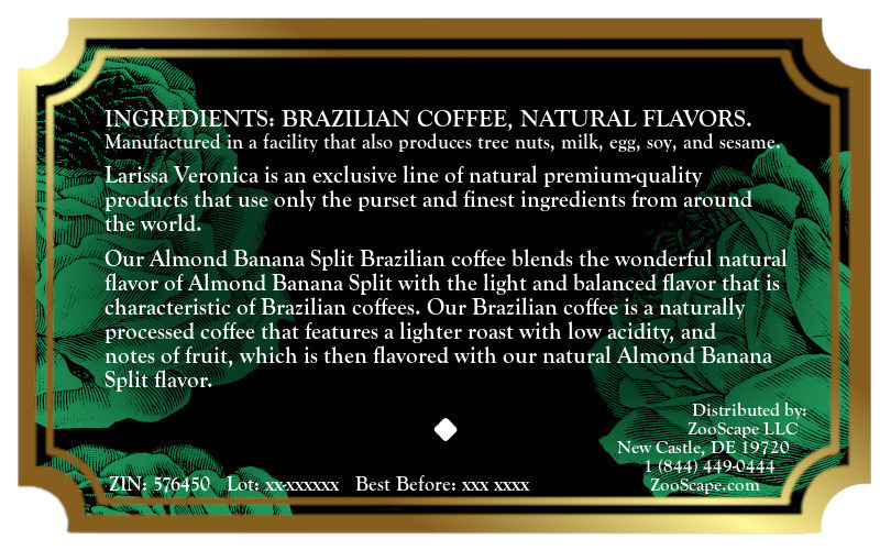 Almond Banana Split Brazilian Coffee <BR>(Single Serve K-Cup Pods)