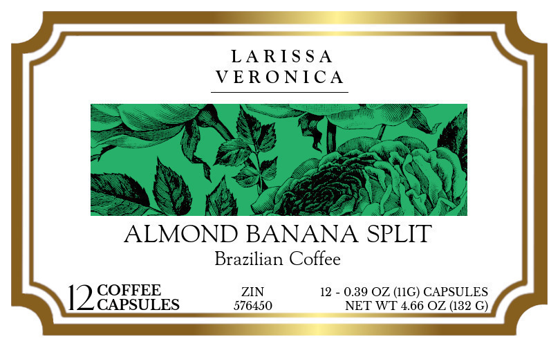 Almond Banana Split Brazilian Coffee <BR>(Single Serve K-Cup Pods) - Label