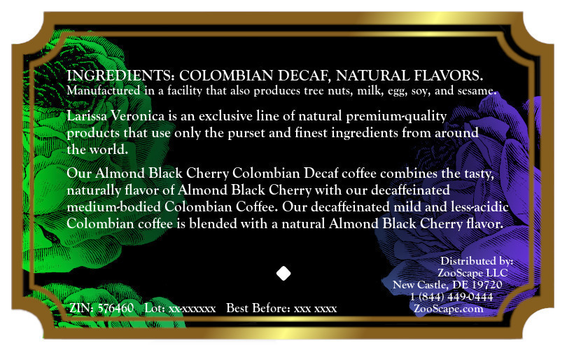 Almond Black Cherry Colombian Decaf Coffee <BR>(Single Serve K-Cup Pods)