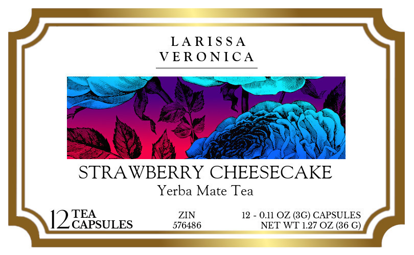 Strawberry Cheesecake Yerba Mate Tea <BR>(Single Serve K-Cup Pods) - Label