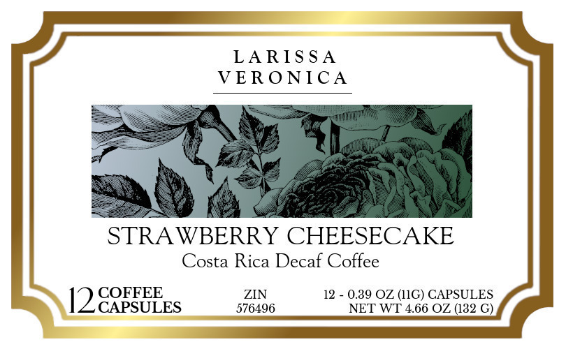 Strawberry Cheesecake Costa Rica Decaf Coffee <BR>(Single Serve K-Cup Pods) - Label