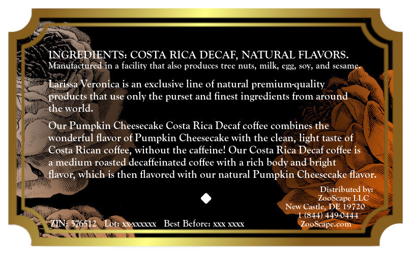 Pumpkin Cheesecake Costa Rica Decaf Coffee <BR>(Single Serve K-Cup Pods)