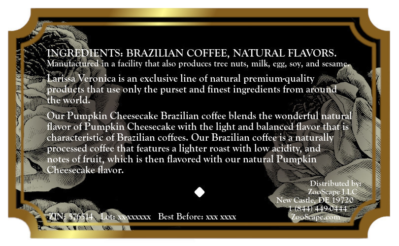 Pumpkin Cheesecake Brazilian Coffee <BR>(Single Serve K-Cup Pods)