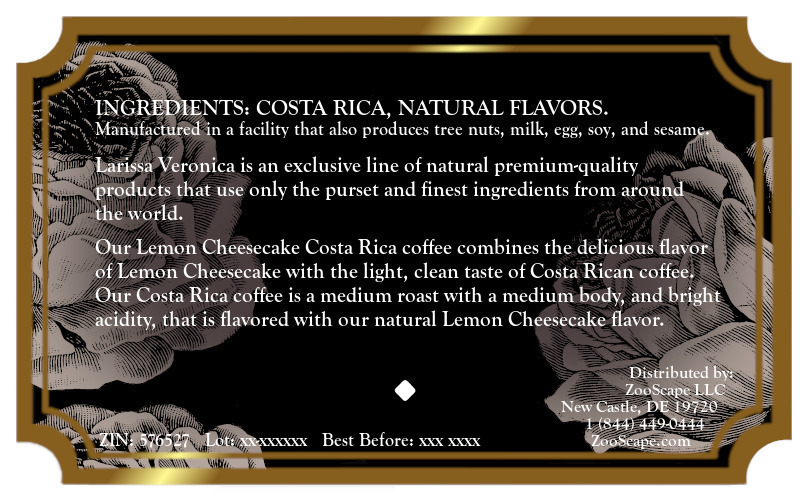Lemon Cheesecake Costa Rica Coffee <BR>(Single Serve K-Cup Pods)