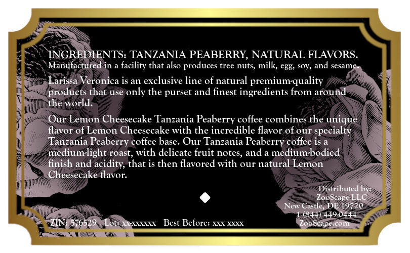 Lemon Cheesecake Tanzania Peaberry Coffee <BR>(Single Serve K-Cup Pods)