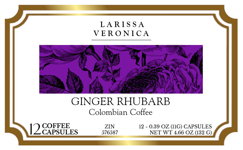 Ginger Rhubarb Colombian Coffee <BR>(Single Serve K-Cup Pods) - Label