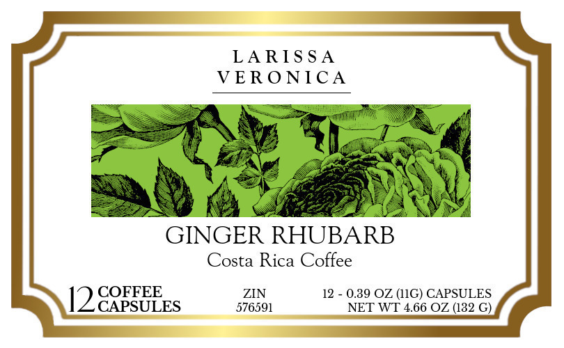 Ginger Rhubarb Costa Rica Coffee <BR>(Single Serve K-Cup Pods) - Label