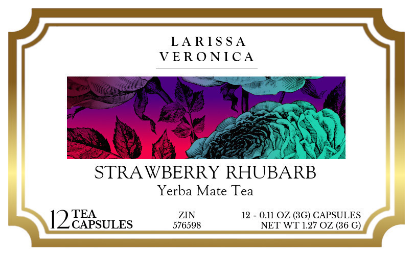 Strawberry Rhubarb Yerba Mate Tea <BR>(Single Serve K-Cup Pods) - Label