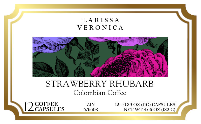 Strawberry Rhubarb Colombian Coffee <BR>(Single Serve K-Cup Pods) - Label