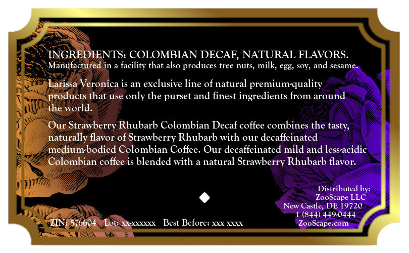 Strawberry Rhubarb Colombian Decaf Coffee <BR>(Single Serve K-Cup Pods)