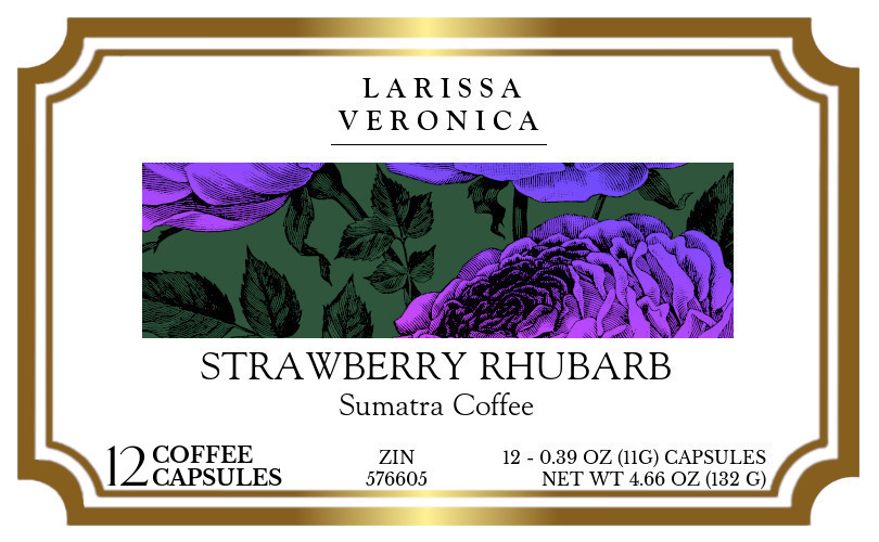 Strawberry Rhubarb Sumatra Coffee <BR>(Single Serve K-Cup Pods) - Label