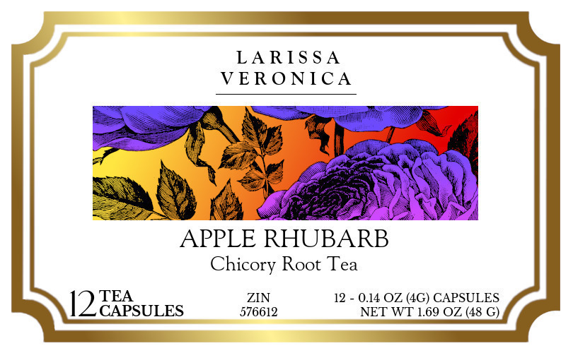 Apple Rhubarb Chicory Root Tea <BR>(Single Serve K-Cup Pods) - Label
