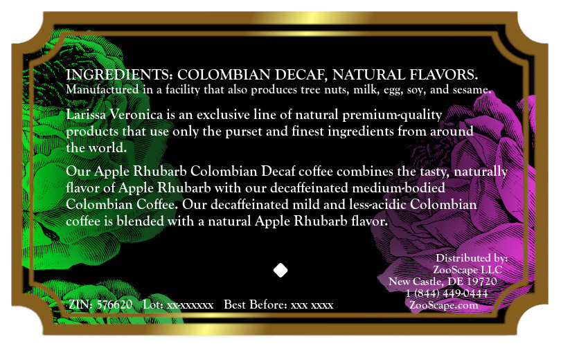 Apple Rhubarb Colombian Decaf Coffee <BR>(Single Serve K-Cup Pods)