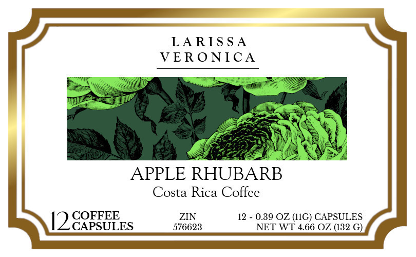 Apple Rhubarb Costa Rica Coffee <BR>(Single Serve K-Cup Pods) - Label