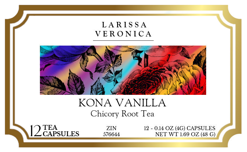 Kona Vanilla Chicory Root Tea <BR>(Single Serve K-Cup Pods) - Label
