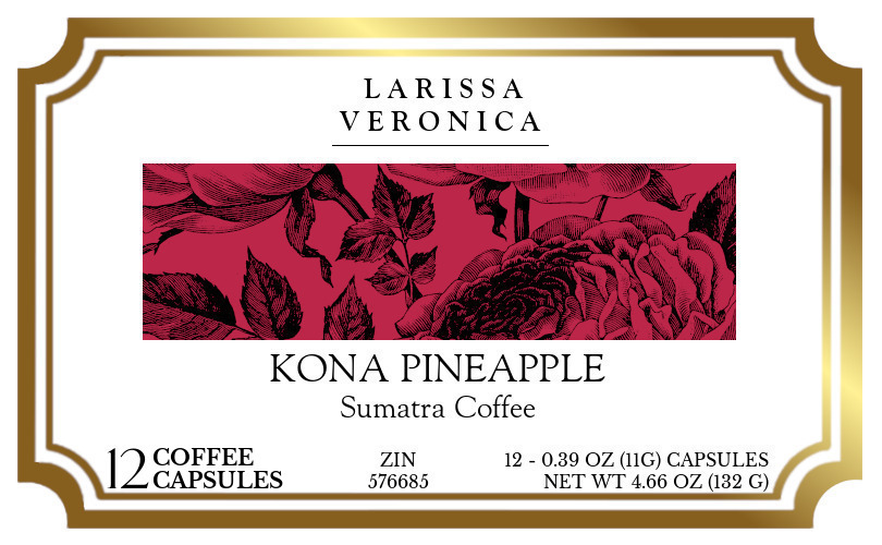 Kona Pineapple Sumatra Coffee <BR>(Single Serve K-Cup Pods) - Label