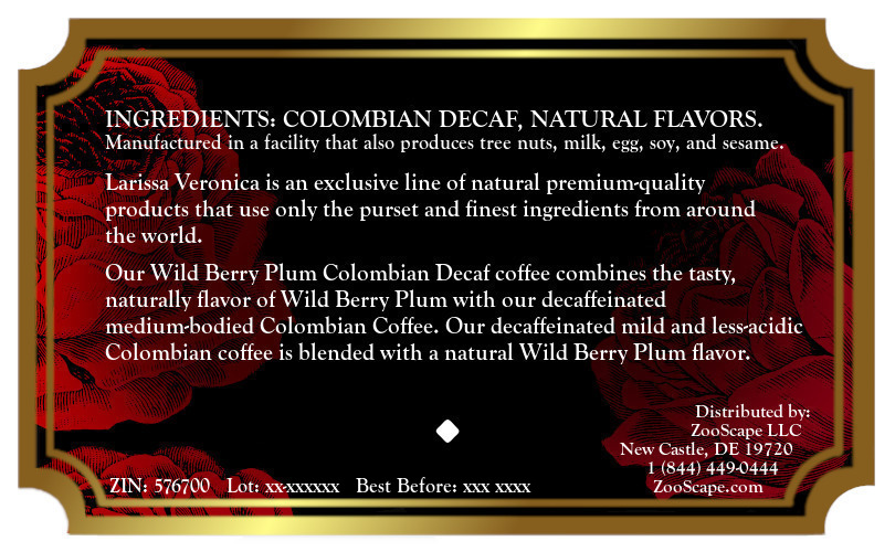 Wild Berry Plum Colombian Decaf Coffee <BR>(Single Serve K-Cup Pods)