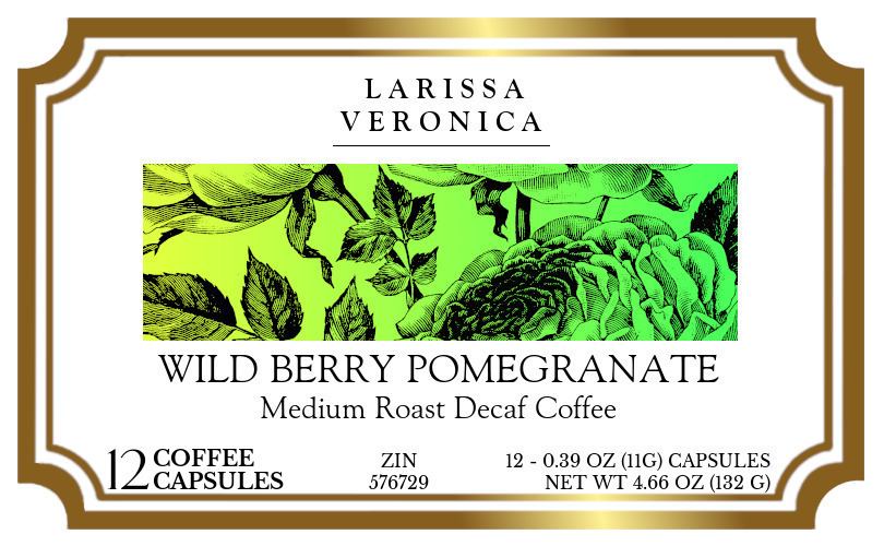 Wild Berry Pomegranate Medium Roast Decaf Coffee <BR>(Single Serve K-Cup Pods) - Label