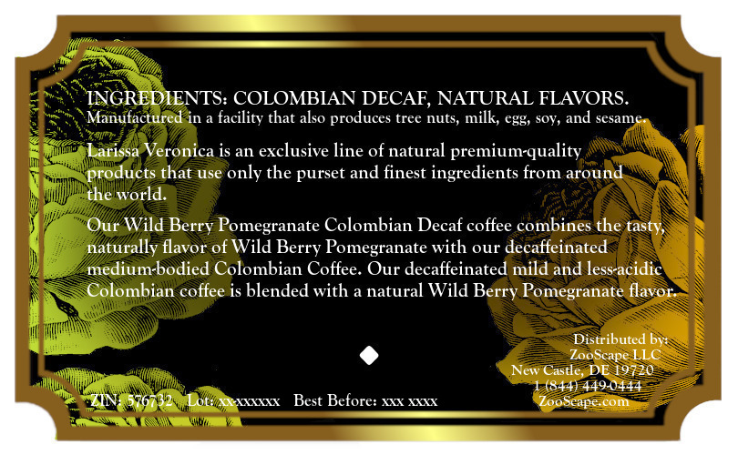 Wild Berry Pomegranate Colombian Decaf Coffee <BR>(Single Serve K-Cup Pods)