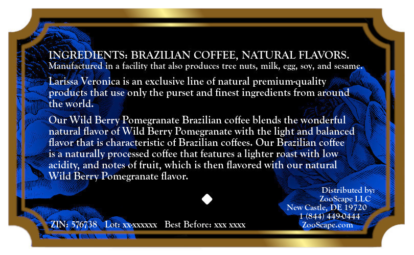 Wild Berry Pomegranate Brazilian Coffee <BR>(Single Serve K-Cup Pods)