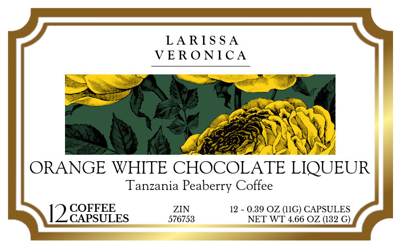Orange White Chocolate Liqueur Tanzania Peaberry Coffee <BR>(Single Serve K-Cup Pods) - Label
