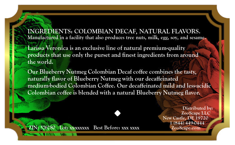 Blueberry Nutmeg Colombian Decaf Coffee <BR>(Single Serve K-Cup Pods)