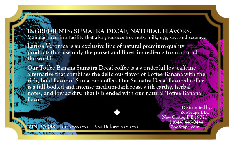 Toffee Banana Sumatra Decaf Coffee <BR>(Single Serve K-Cup Pods)