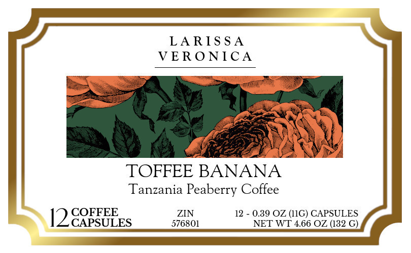Toffee Banana Tanzania Peaberry Coffee <BR>(Single Serve K-Cup Pods) - Label