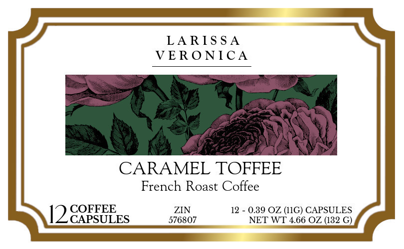 Caramel Toffee French Roast Coffee <BR>(Single Serve K-Cup Pods) - Label