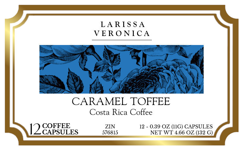 Caramel Toffee Costa Rica Coffee <BR>(Single Serve K-Cup Pods) - Label