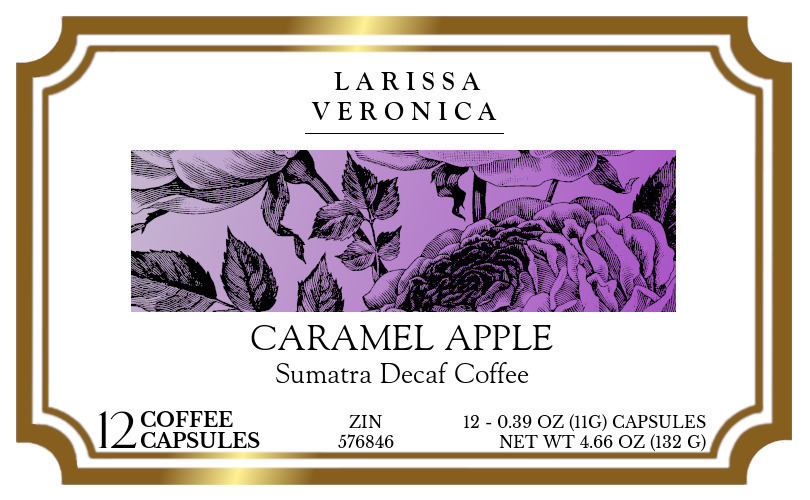Caramel Apple Sumatra Decaf Coffee <BR>(Single Serve K-Cup Pods) - Label