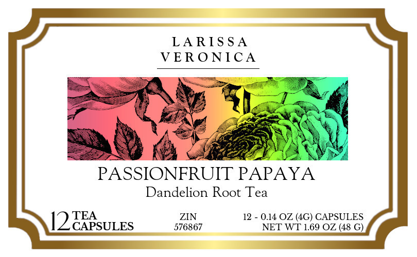 Passionfruit Papaya Dandelion Root Tea <BR>(Single Serve K-Cup Pods) - Label
