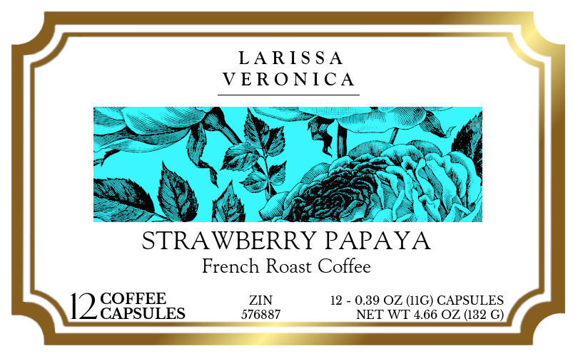 Strawberry Papaya French Roast Coffee <BR>(Single Serve K-Cup Pods) - Label