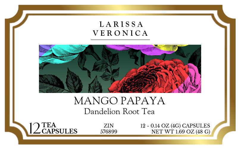 Mango Papaya Dandelion Root Tea <BR>(Single Serve K-Cup Pods) - Label