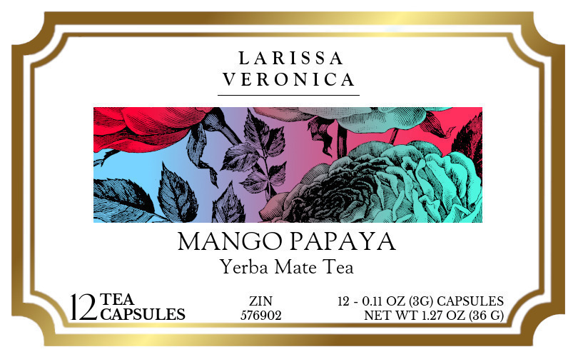 Mango Papaya Yerba Mate Tea <BR>(Single Serve K-Cup Pods) - Label