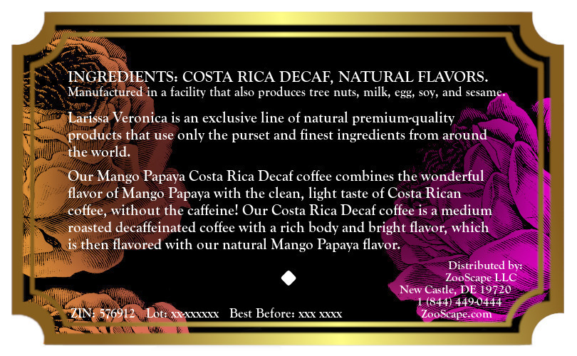 Mango Papaya Costa Rica Decaf Coffee <BR>(Single Serve K-Cup Pods)