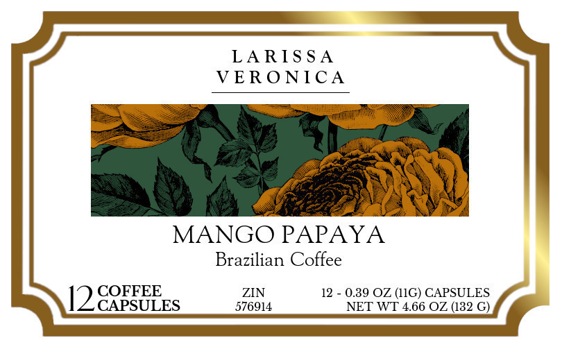 Mango Papaya Brazilian Coffee <BR>(Single Serve K-Cup Pods) - Label