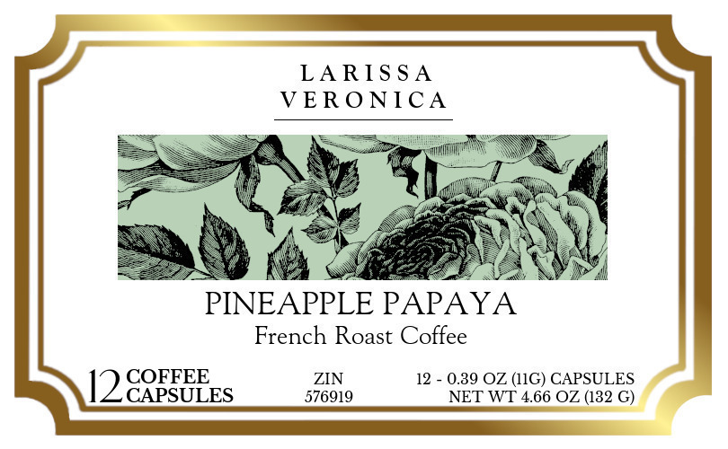 Pineapple Papaya French Roast Coffee <BR>(Single Serve K-Cup Pods) - Label
